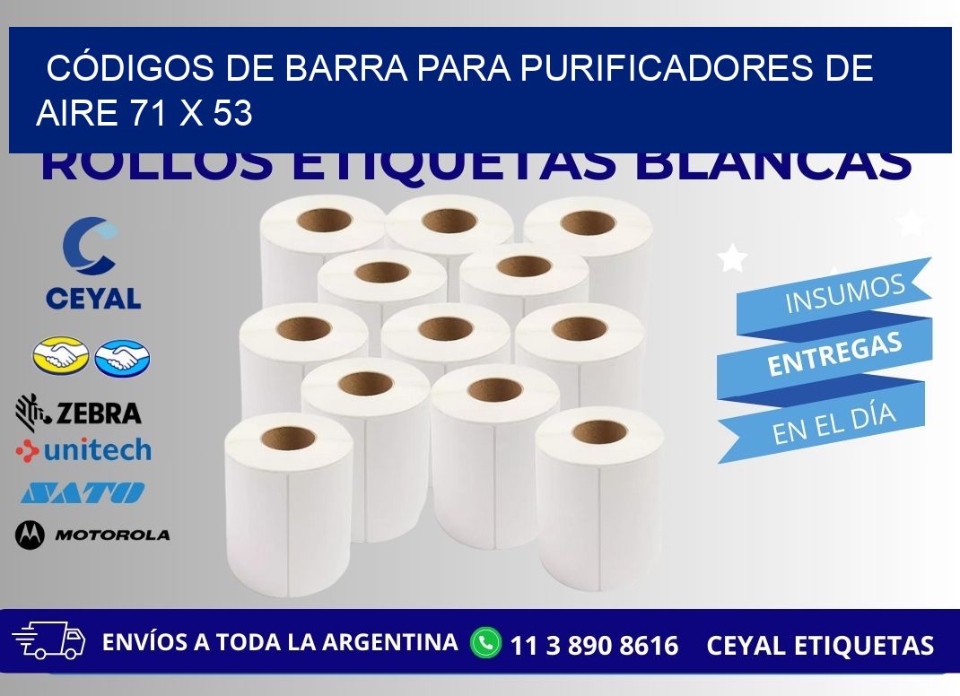 CÓDIGOS DE BARRA PARA PURIFICADORES DE AIRE 71 x 53