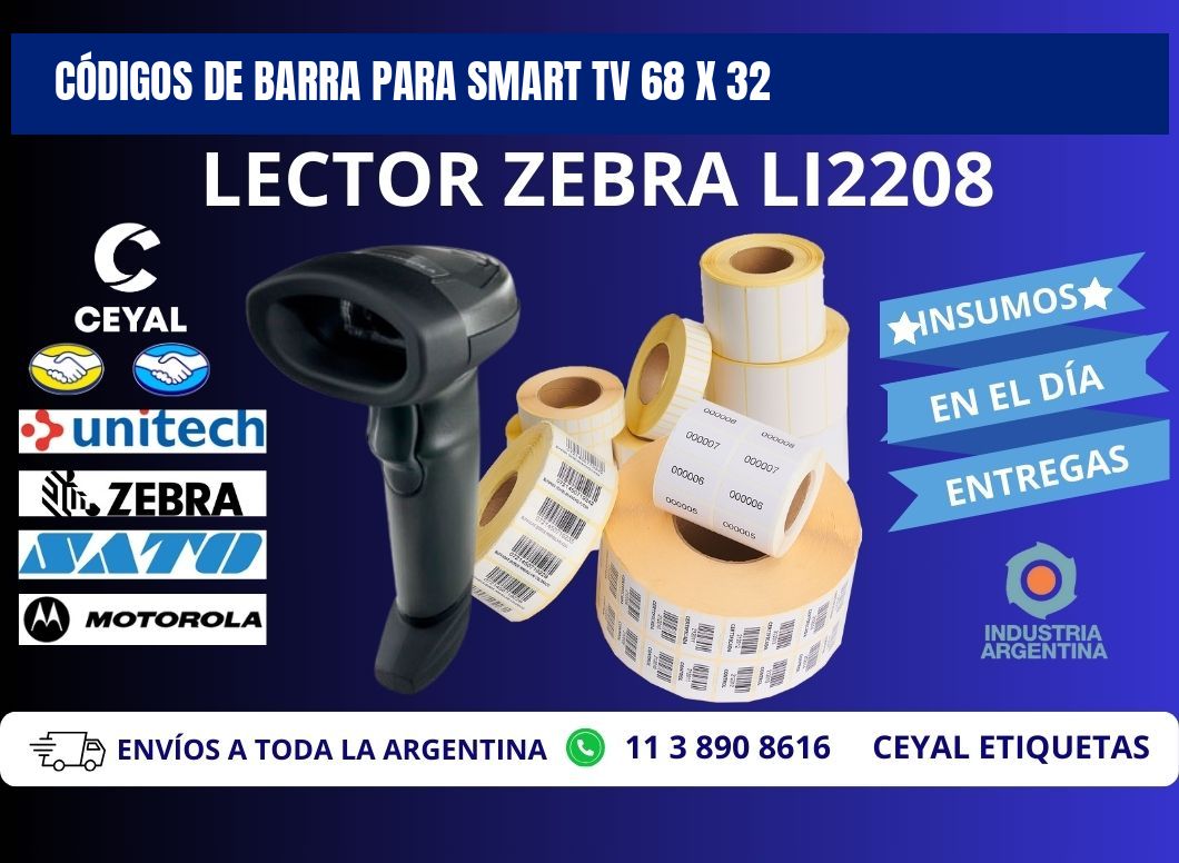 CÓDIGOS DE BARRA PARA SMART TV 68 x 32