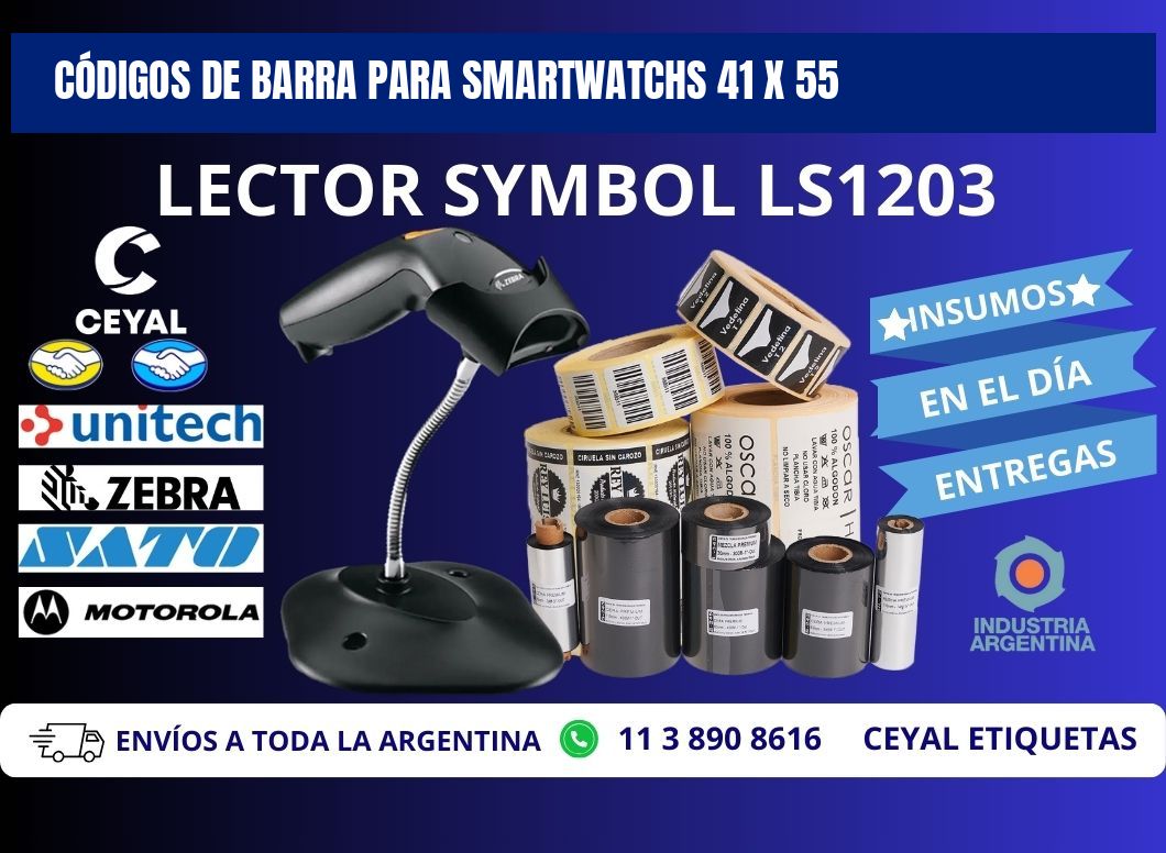 CÓDIGOS DE BARRA PARA SMARTWATCHS 41 x 55