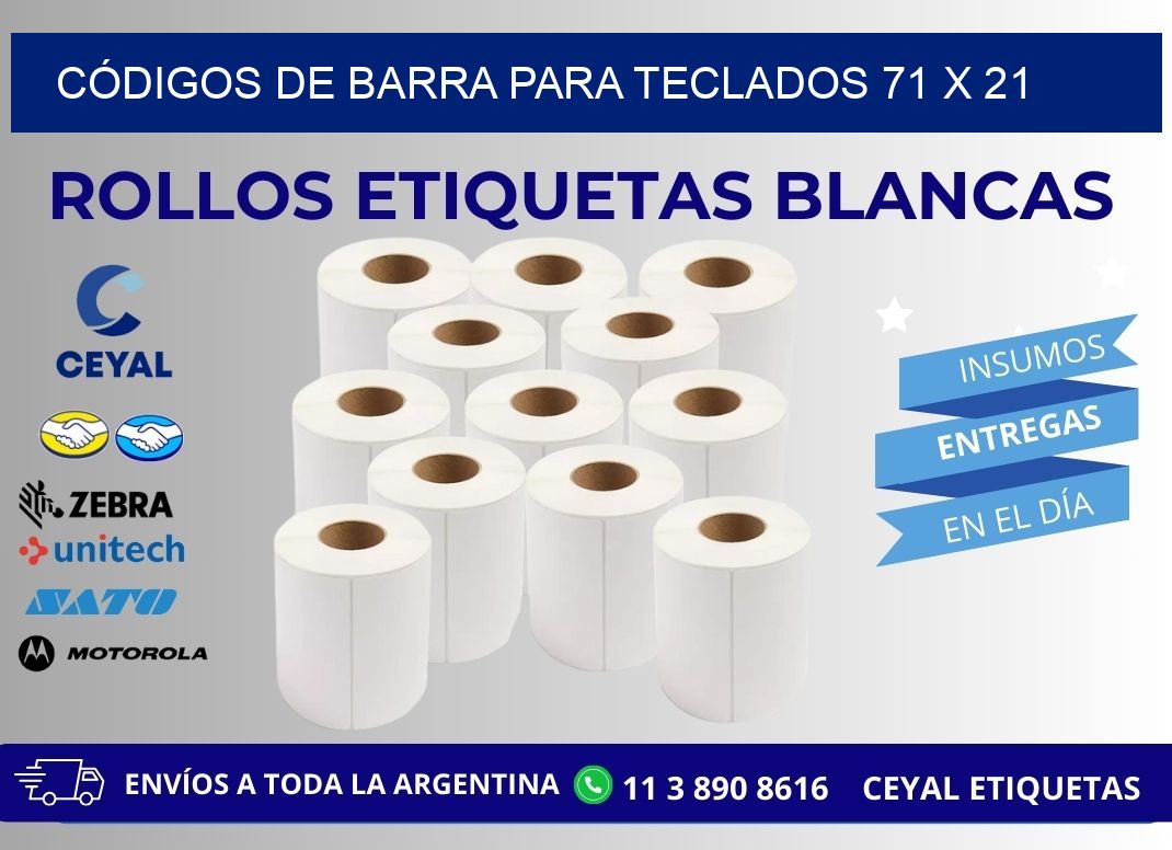 CÓDIGOS DE BARRA PARA TECLADOS 71 x 21