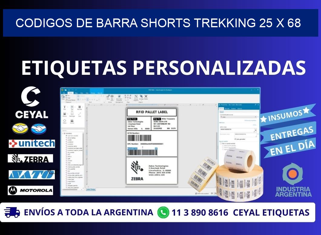 CODIGOS DE BARRA SHORTS TREKKING 25 x 68