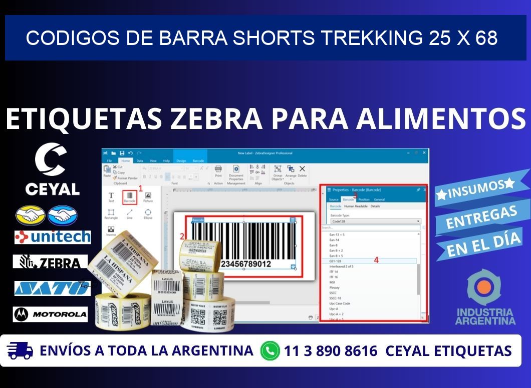 CODIGOS DE BARRA SHORTS TREKKING 25 x 68