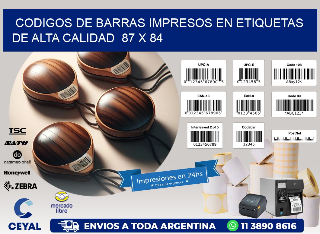 Codigos de Barras Impresos en Etiquetas de Alta Calidad  87 x 84