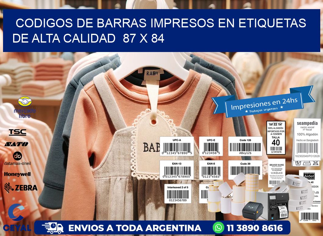 Codigos de Barras Impresos en Etiquetas de Alta Calidad  87 x 84