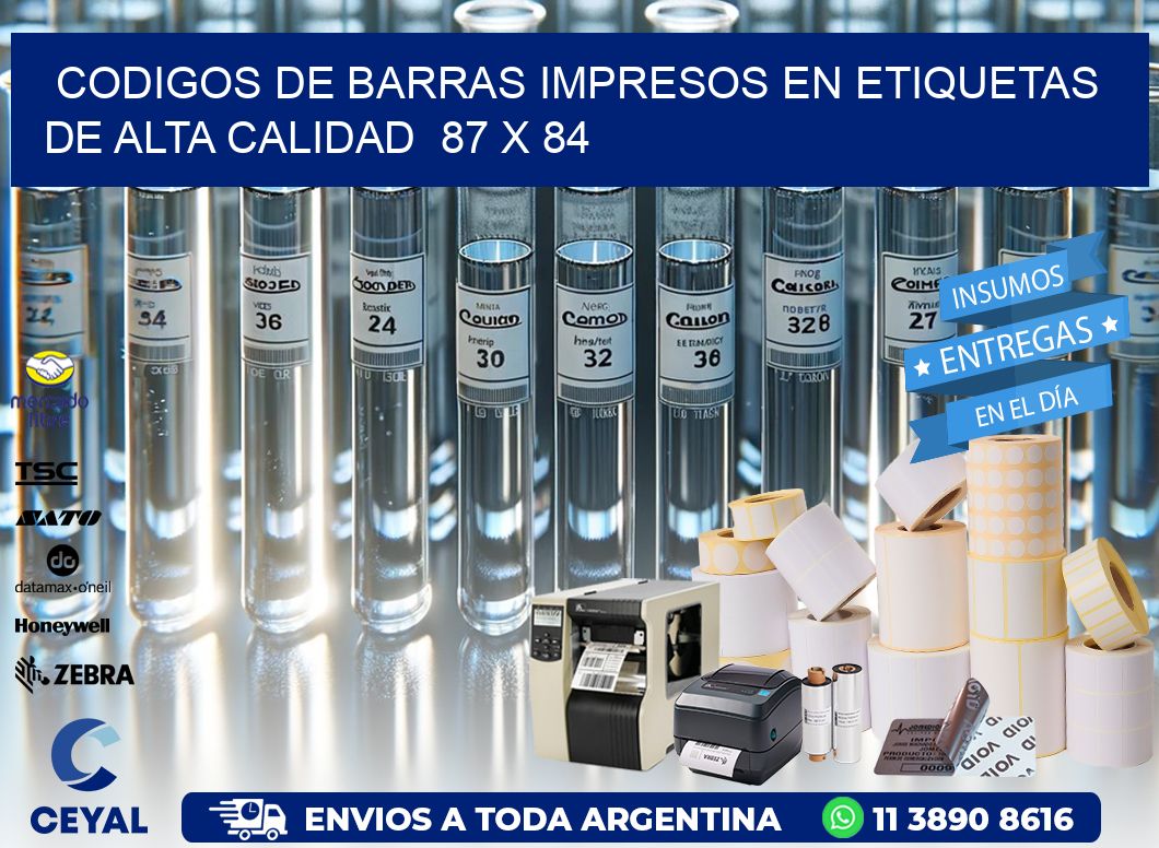 Codigos de Barras Impresos en Etiquetas de Alta Calidad  87 x 84