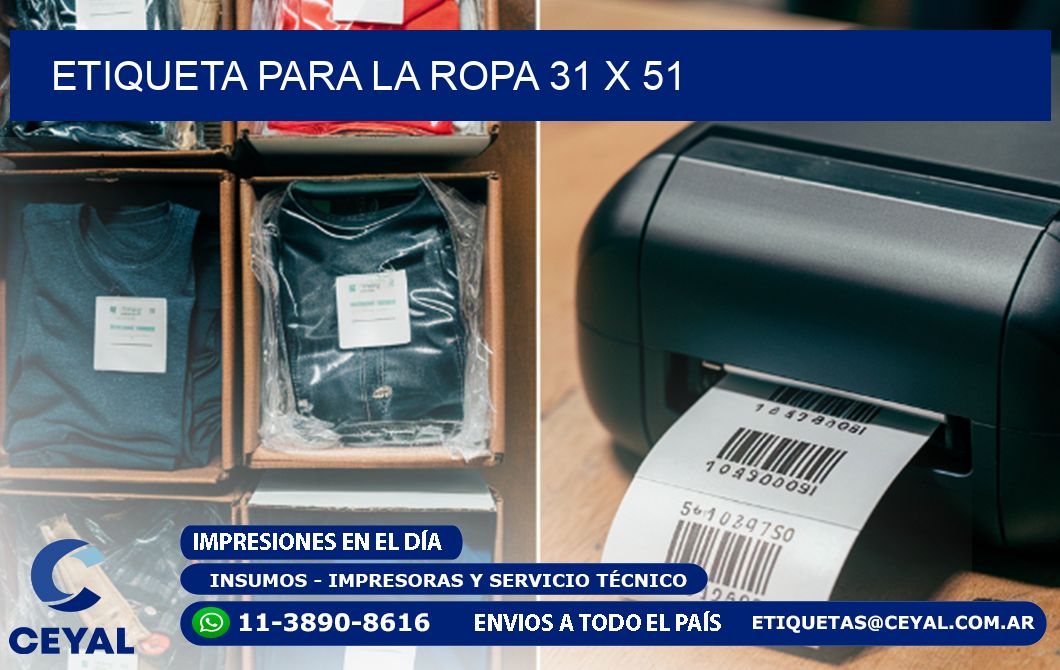 ETIQUETA PARA LA ROPA 31 x 51