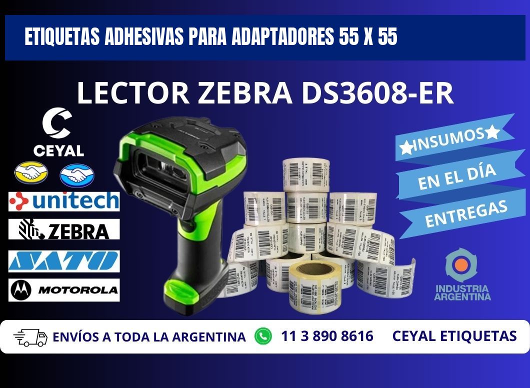 ETIQUETAS ADHESIVAS PARA ADAPTADORES 55 x 55