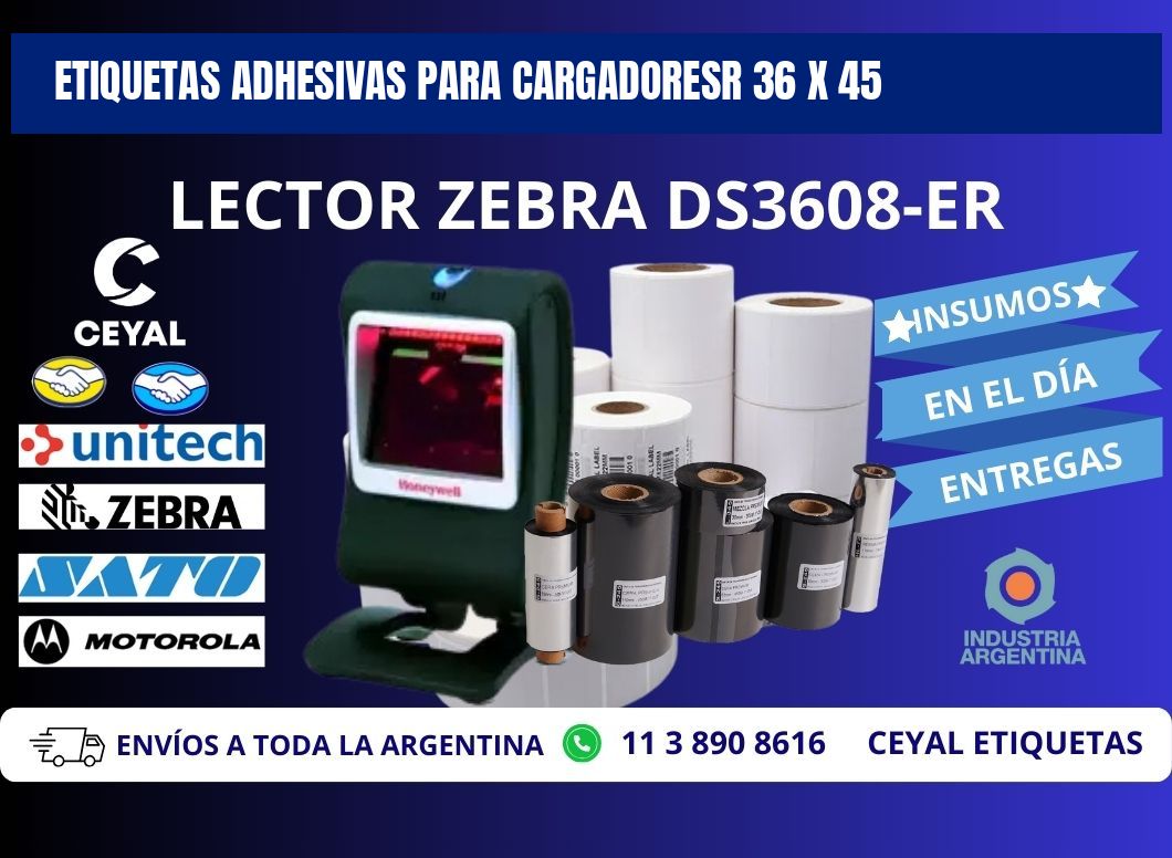 ETIQUETAS ADHESIVAS PARA CARGADORESR 36 x 45