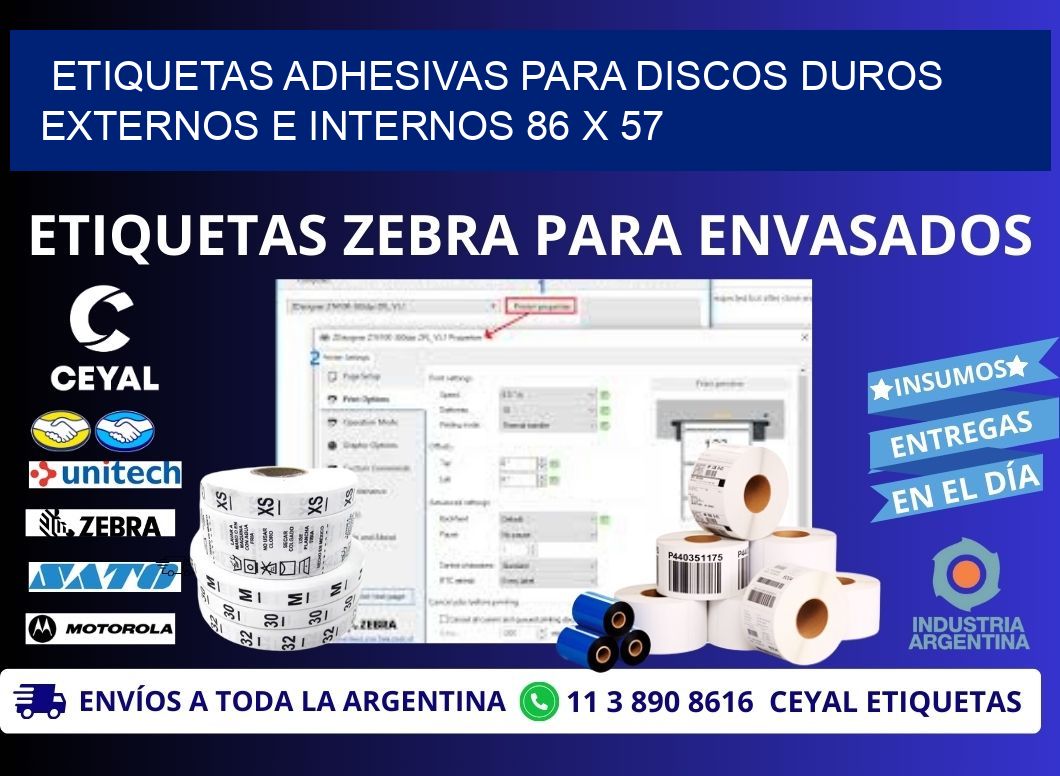 ETIQUETAS ADHESIVAS PARA DISCOS DUROS EXTERNOS E INTERNOS 86 x 57