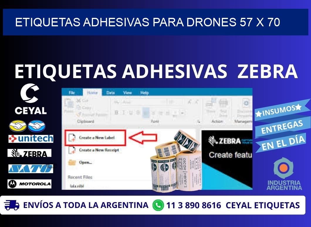 ETIQUETAS ADHESIVAS PARA DRONES 57 x 70