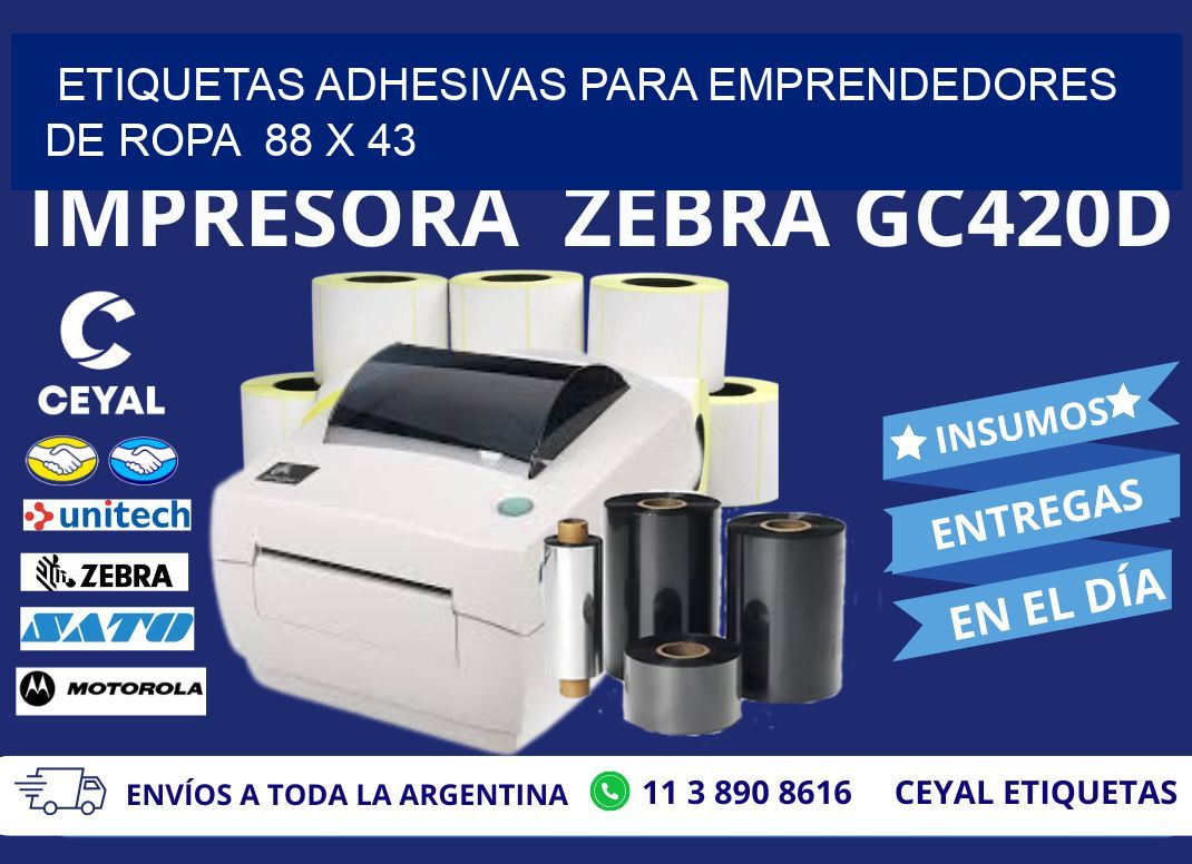 ETIQUETAS ADHESIVAS PARA EMPRENDEDORES DE ROPA  88 x 43