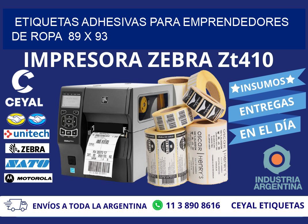 ETIQUETAS ADHESIVAS PARA EMPRENDEDORES DE ROPA  89 x 93