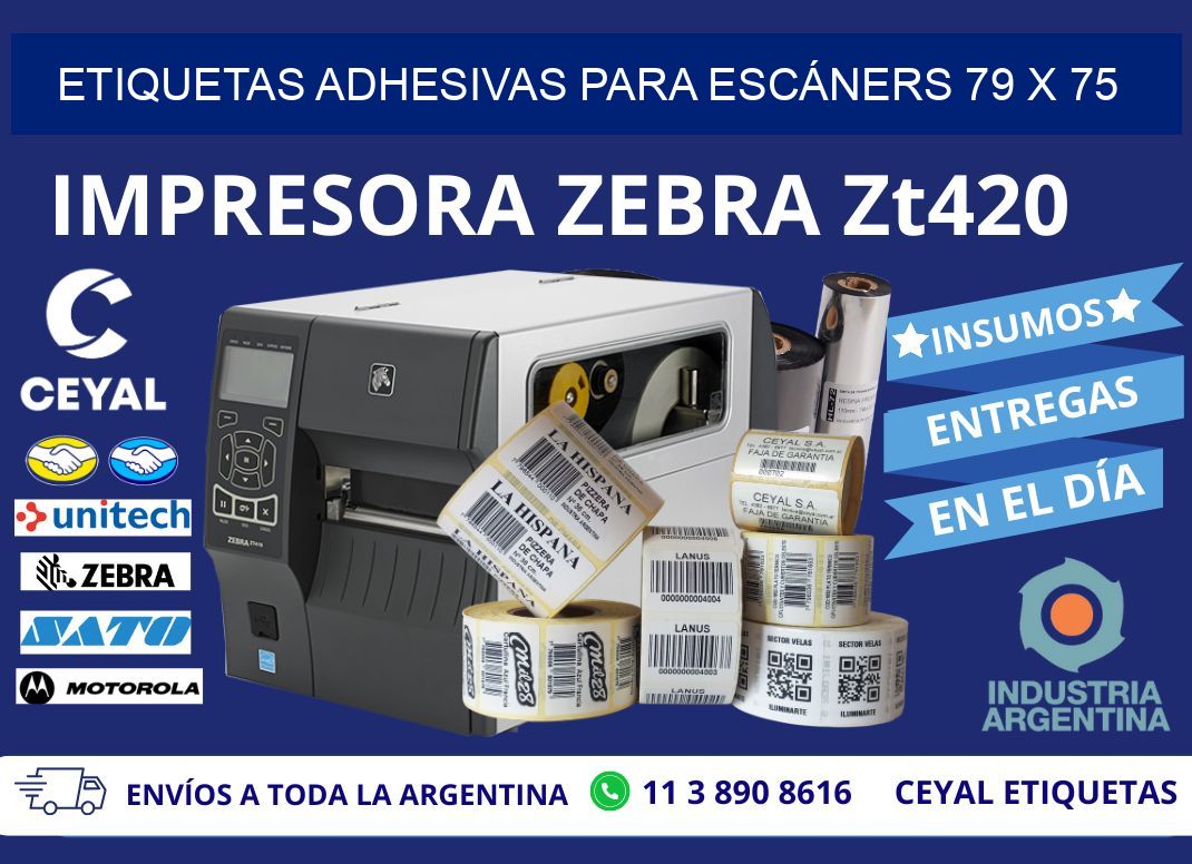 ETIQUETAS ADHESIVAS PARA ESCÁNERS 79 x 75