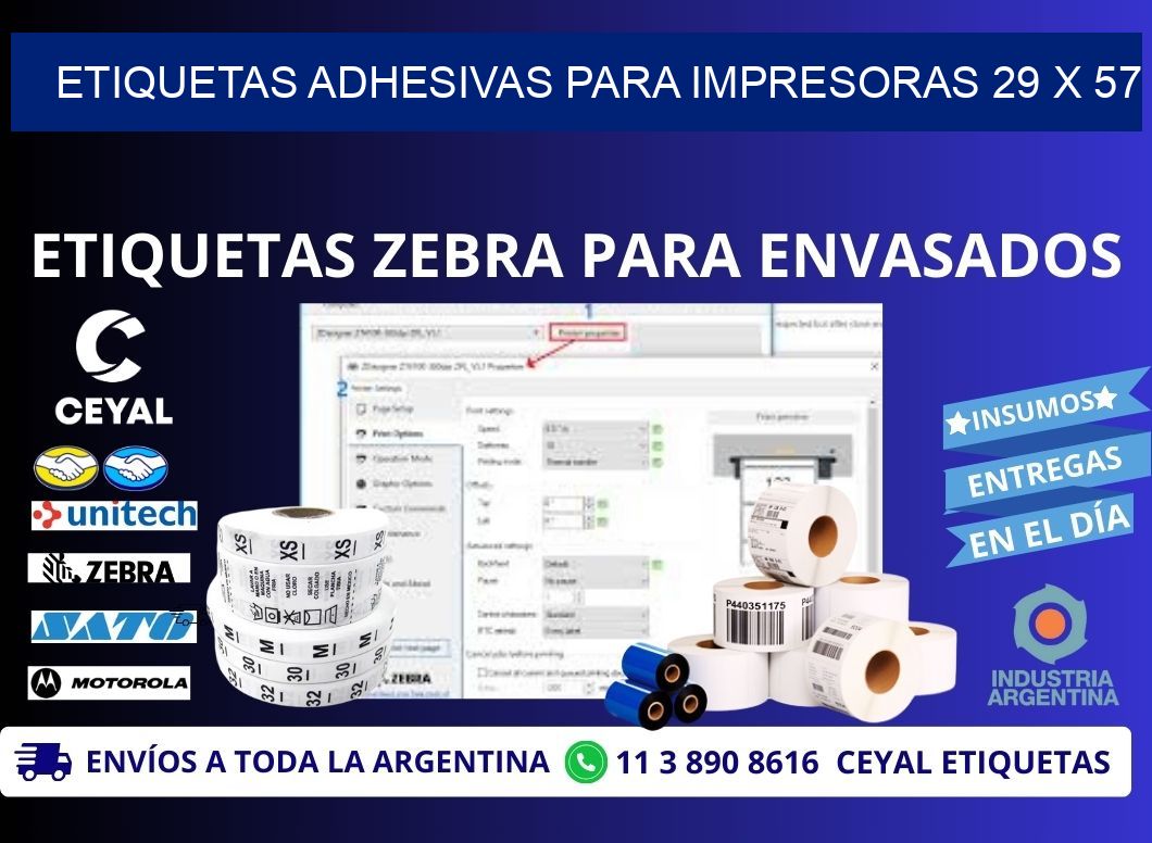 ETIQUETAS ADHESIVAS PARA IMPRESORAS 29 x 57