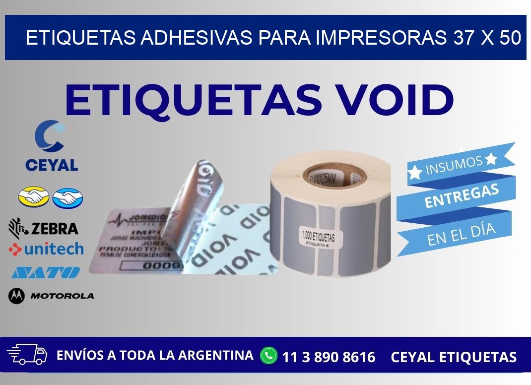 ETIQUETAS ADHESIVAS PARA IMPRESORAS 37 x 50