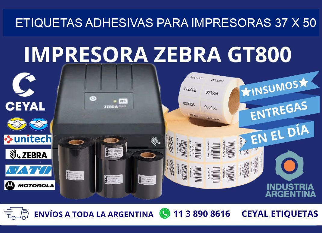 ETIQUETAS ADHESIVAS PARA IMPRESORAS 37 x 50