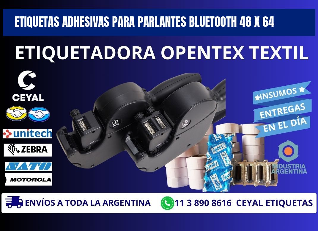 ETIQUETAS ADHESIVAS PARA PARLANTES BLUETOOTH 48 x 64