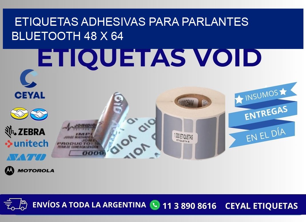 ETIQUETAS ADHESIVAS PARA PARLANTES BLUETOOTH 48 x 64