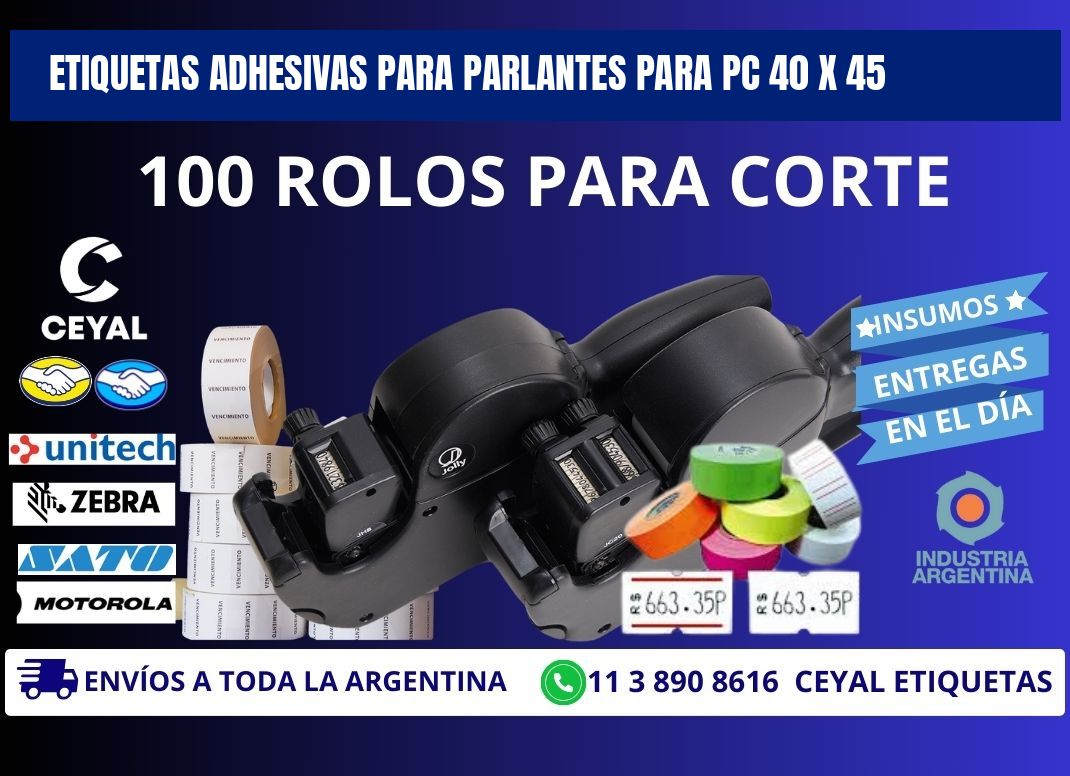 ETIQUETAS ADHESIVAS PARA PARLANTES PARA PC 40 x 45