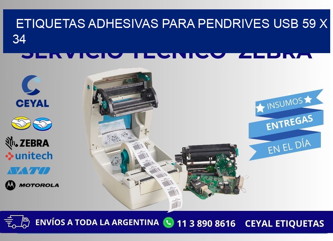 ETIQUETAS ADHESIVAS PARA PENDRIVES USB 59 x 34