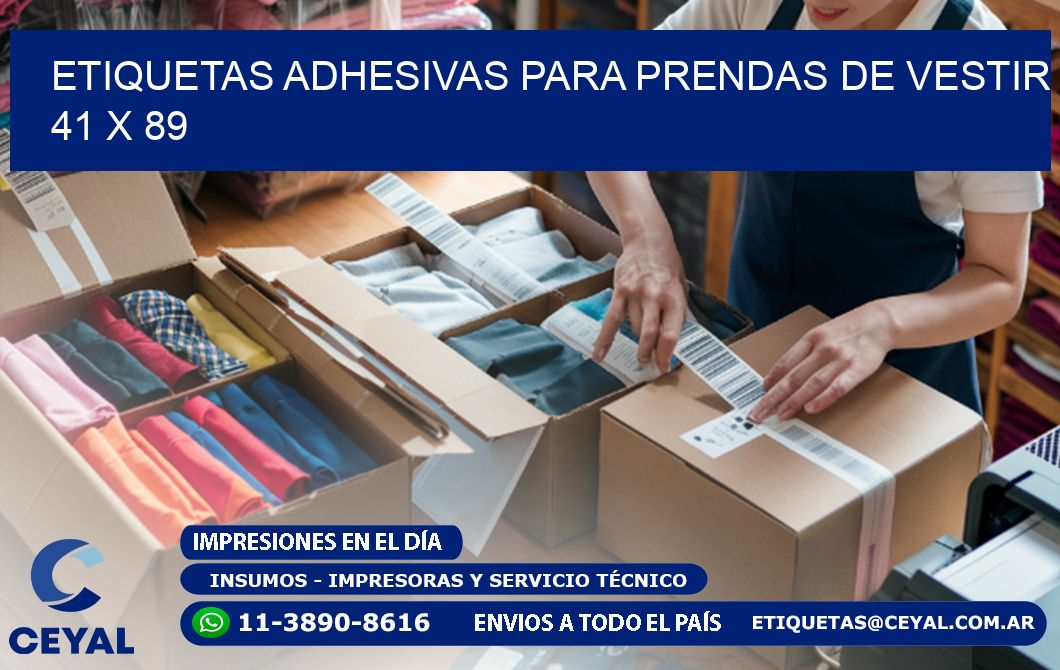 ETIQUETAS ADHESIVAS PARA PRENDAS DE VESTIR  41 x 89