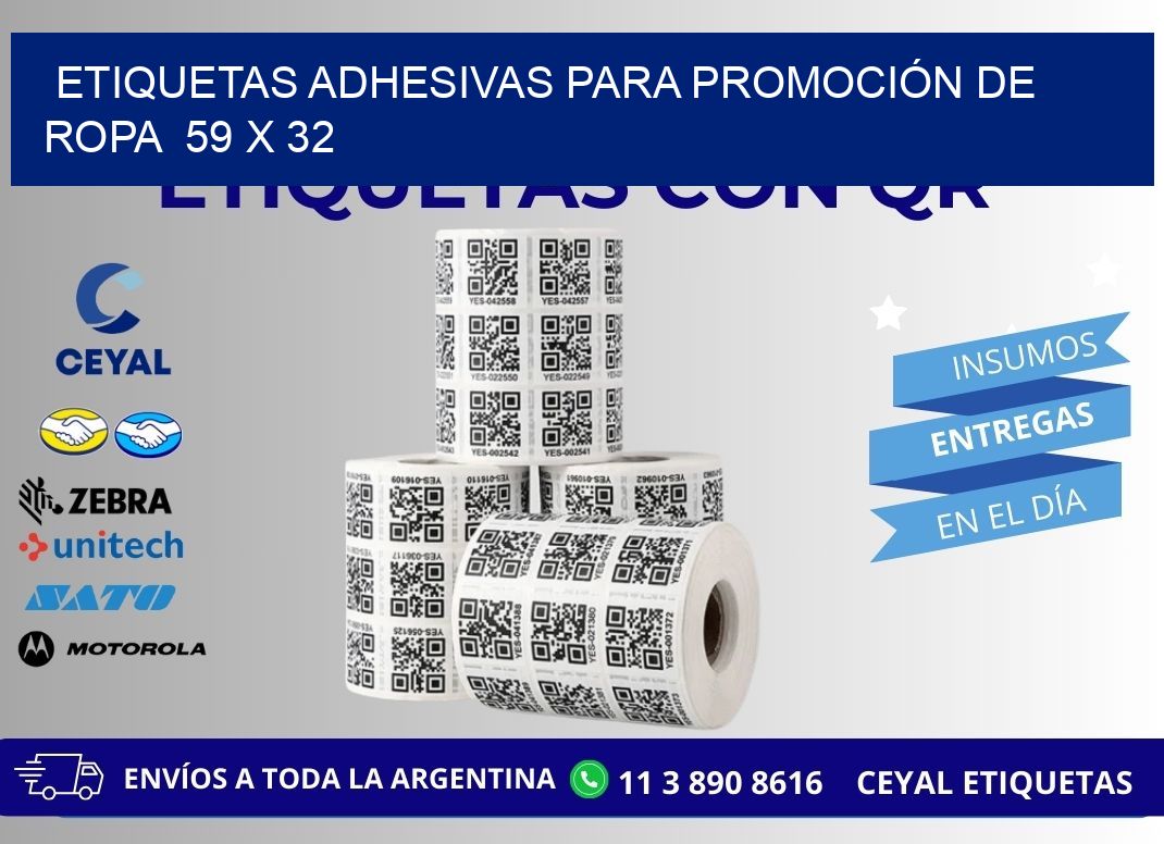 ETIQUETAS ADHESIVAS PARA PROMOCIÓN DE ROPA  59 x 32