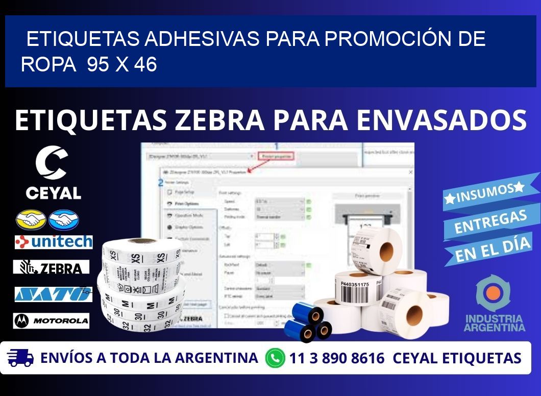 ETIQUETAS ADHESIVAS PARA PROMOCIÓN DE ROPA  95 x 46