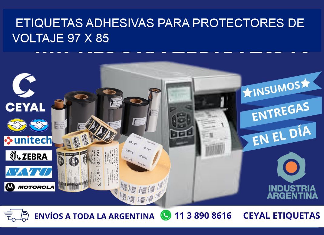 ETIQUETAS ADHESIVAS PARA PROTECTORES DE VOLTAJE 97 x 85