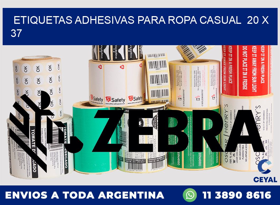 ETIQUETAS ADHESIVAS PARA ROPA CASUAL  20 x 37