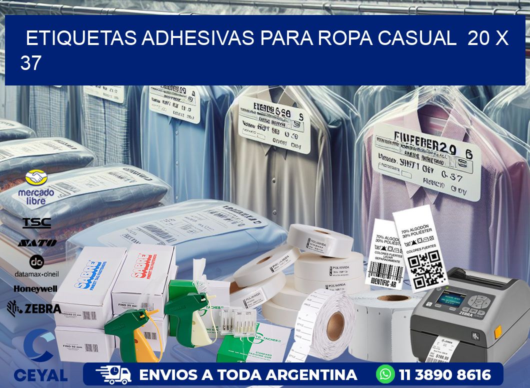 ETIQUETAS ADHESIVAS PARA ROPA CASUAL  20 x 37