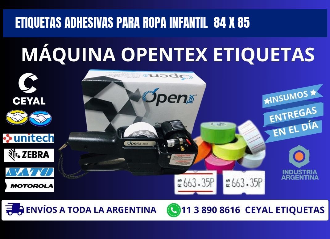 ETIQUETAS ADHESIVAS PARA ROPA INFANTIL  84 x 85