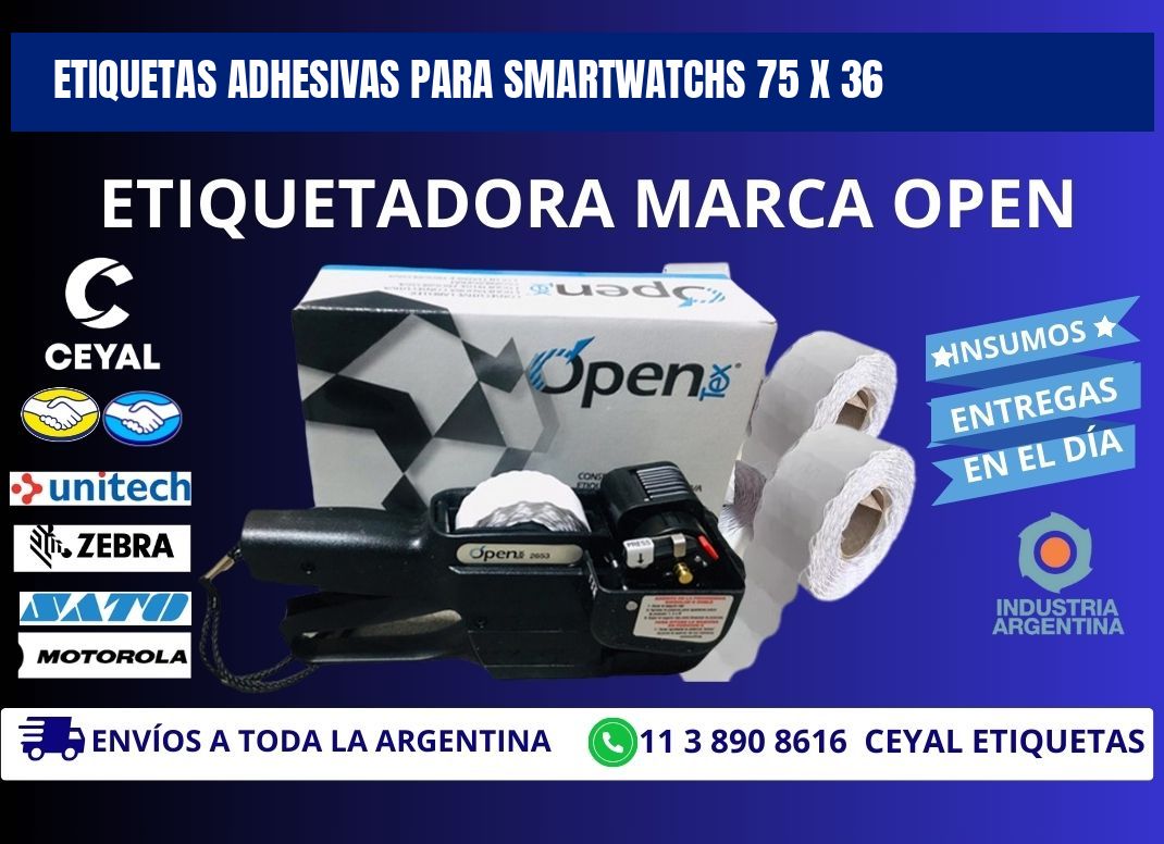 ETIQUETAS ADHESIVAS PARA SMARTWATCHS 75 x 36