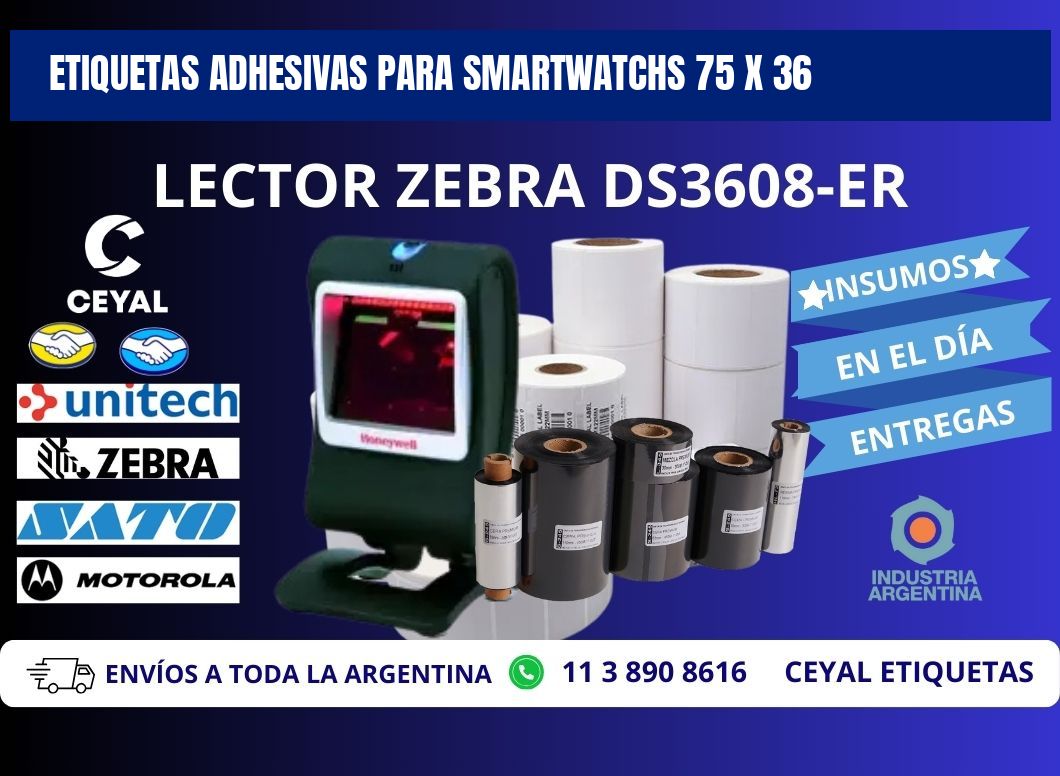 ETIQUETAS ADHESIVAS PARA SMARTWATCHS 75 x 36