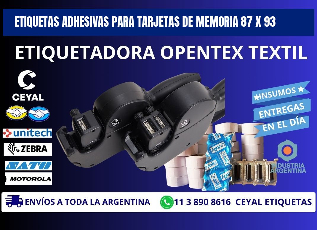 ETIQUETAS ADHESIVAS PARA TARJETAS DE MEMORIA 87 x 93