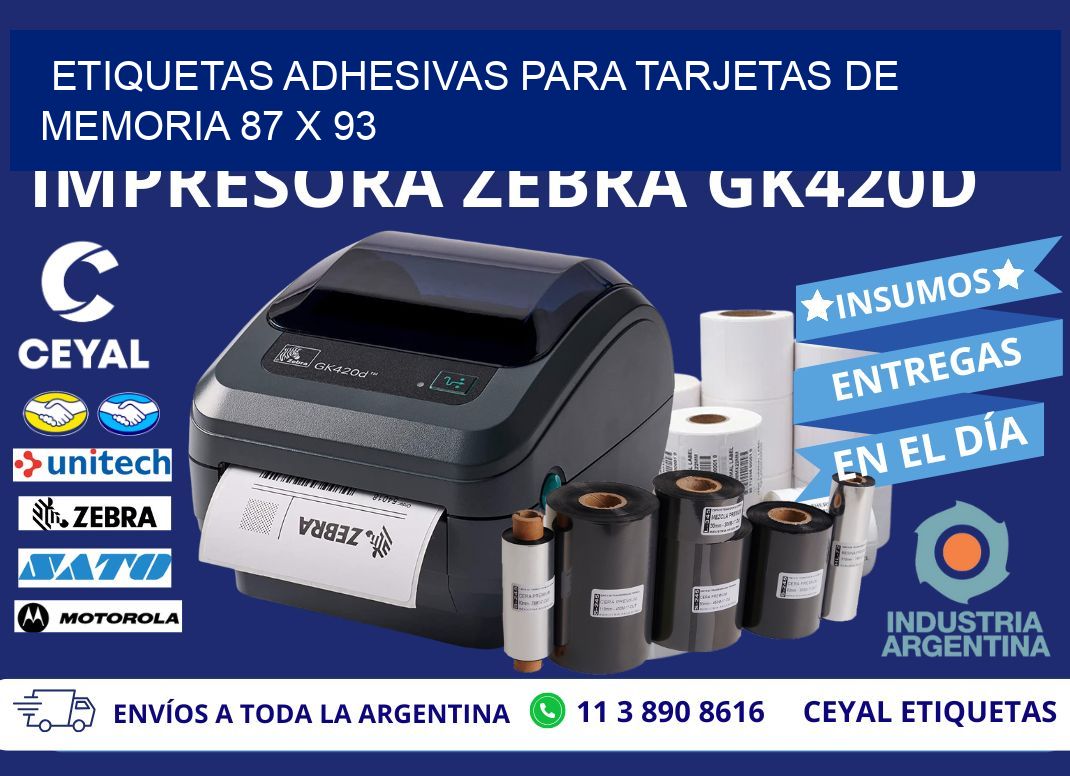 ETIQUETAS ADHESIVAS PARA TARJETAS DE MEMORIA 87 x 93