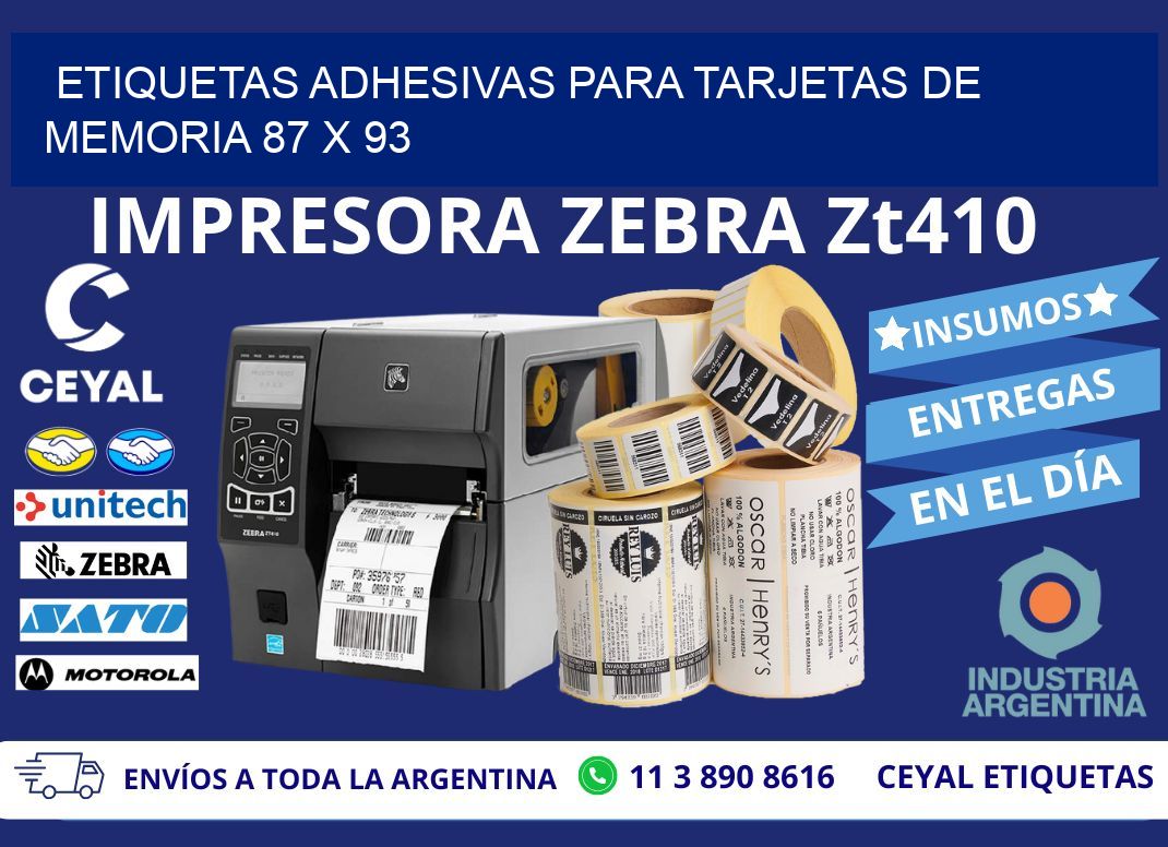ETIQUETAS ADHESIVAS PARA TARJETAS DE MEMORIA 87 x 93