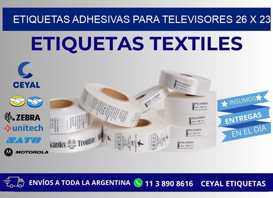 ETIQUETAS ADHESIVAS PARA TELEVISORES 26 x 23