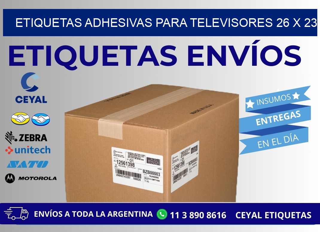 ETIQUETAS ADHESIVAS PARA TELEVISORES 26 x 23