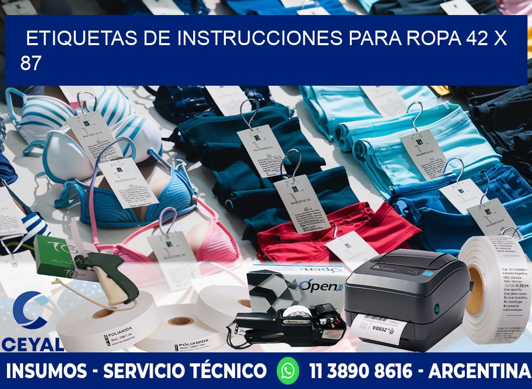 ETIQUETAS DE INSTRUCCIONES PARA ROPA 42 x 87