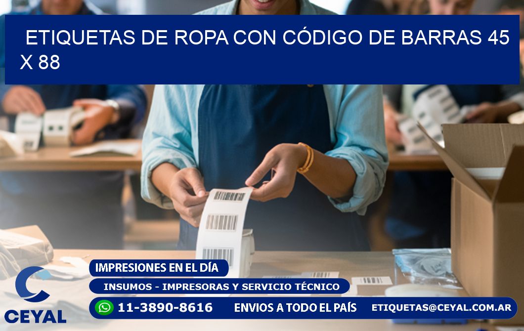 ETIQUETAS DE ROPA CON CÓDIGO DE BARRAS 45 x 88