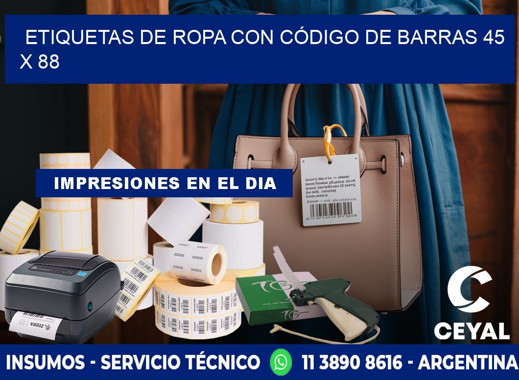 ETIQUETAS DE ROPA CON CÓDIGO DE BARRAS 45 x 88