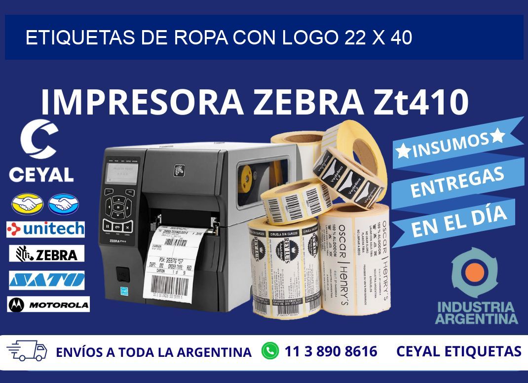 ETIQUETAS DE ROPA CON LOGO 22 x 40