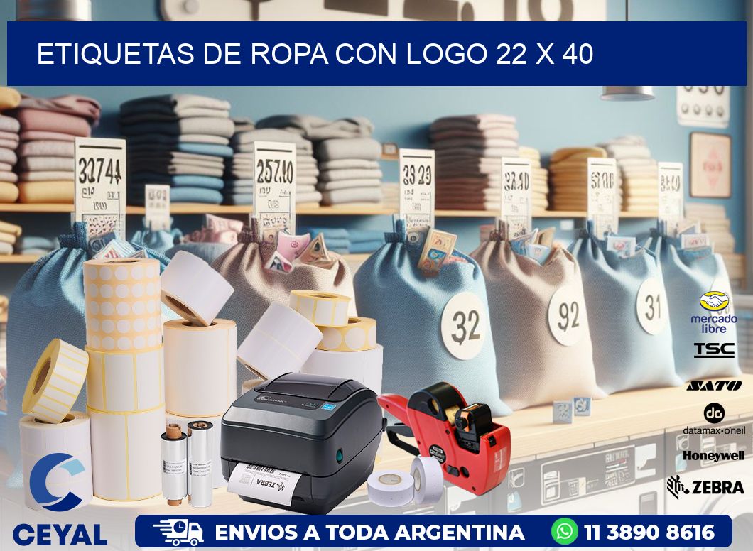 ETIQUETAS DE ROPA CON LOGO 22 x 40