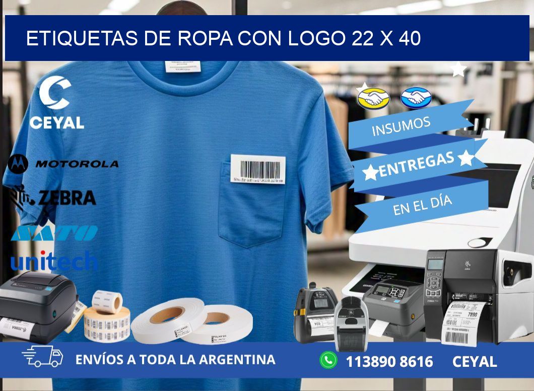 ETIQUETAS DE ROPA CON LOGO 22 x 40