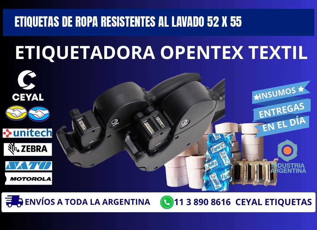 ETIQUETAS DE ROPA RESISTENTES AL LAVADO 52 x 55