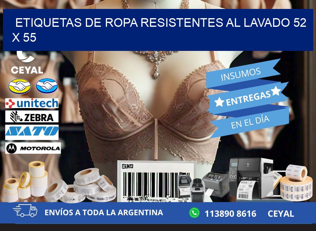 ETIQUETAS DE ROPA RESISTENTES AL LAVADO 52 x 55