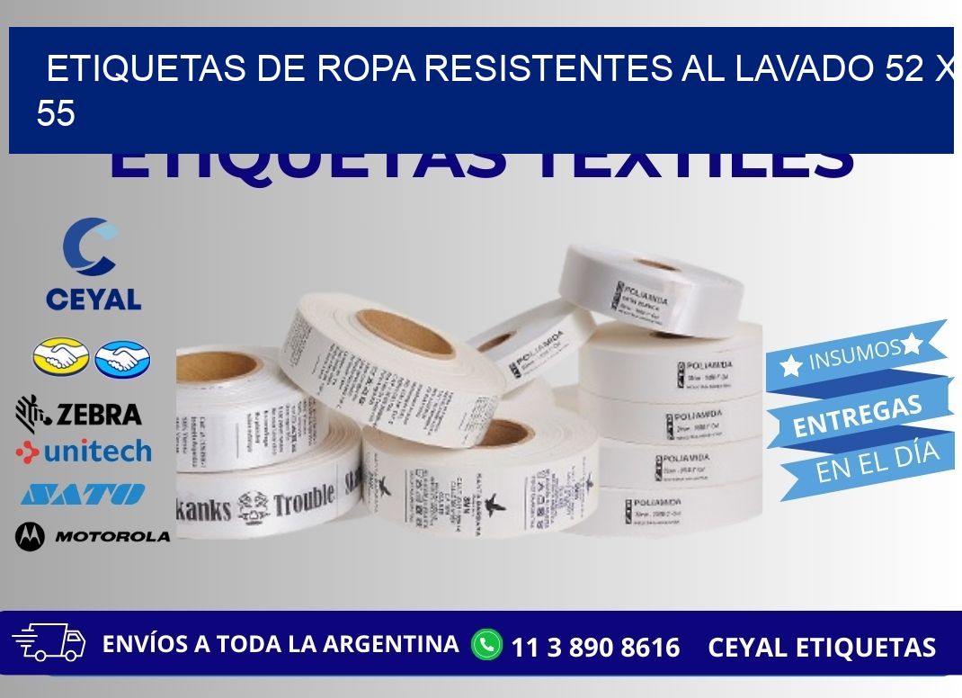 ETIQUETAS DE ROPA RESISTENTES AL LAVADO 52 x 55