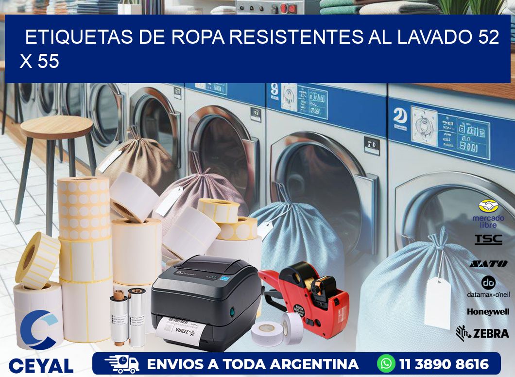 ETIQUETAS DE ROPA RESISTENTES AL LAVADO 52 x 55