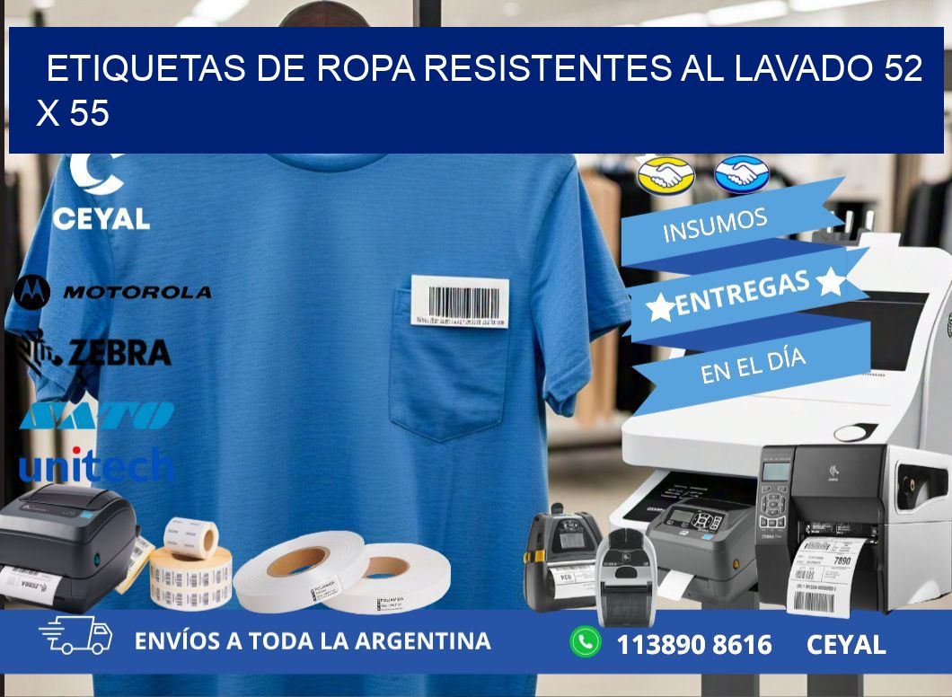 ETIQUETAS DE ROPA RESISTENTES AL LAVADO 52 x 55
