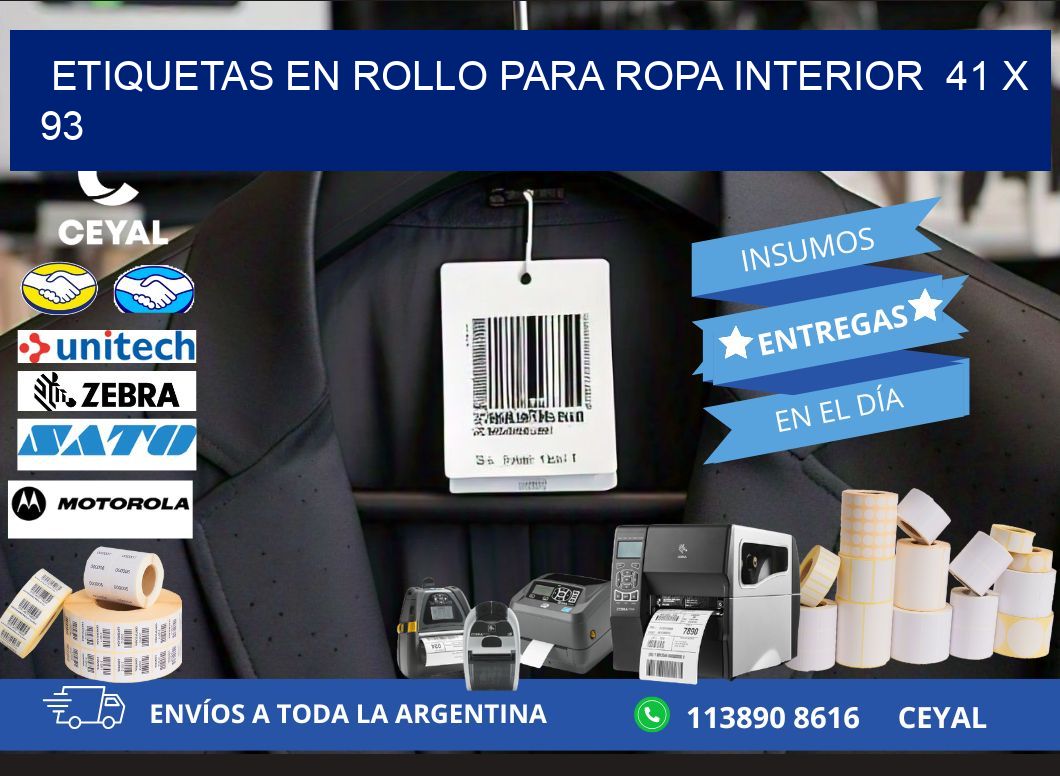 ETIQUETAS EN ROLLO PARA ROPA INTERIOR  41 x 93